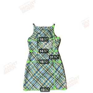 Vintage Breakin‎ Loose 90s Tartan Sheath Dress SZ 7/8 Blue Punk Preppy Grunge
